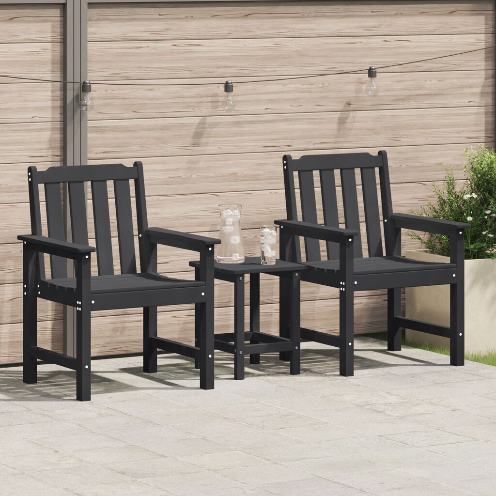 vidaXL Garden Dining Chairs 2 pcs Black HDPE
