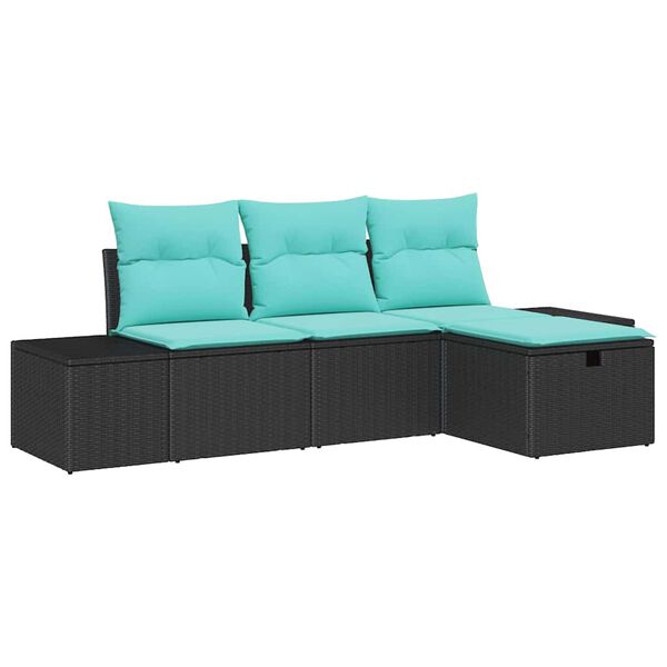 vidaXL Sofa Set with Cushion 4 pcs Poly Rattan