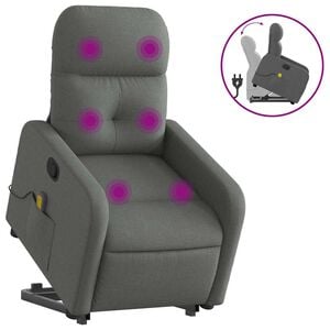 vidaXL Stand up Massage Recliner Chair Dark Grey Fabric