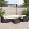 vidaXL 6 Piece Garden Lounge Set with Cushions Black Poly Rattan