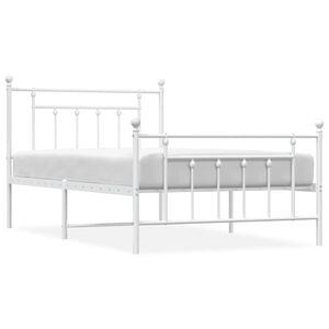 vidaXL Metal Bed Frame without Mattress with Footboard White 100x200cm