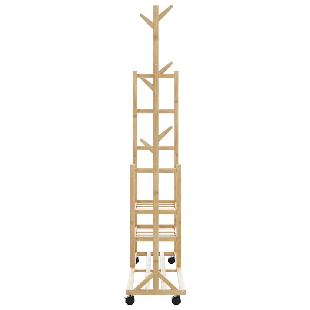 vidaXL Clothes Rack with Shelves and Wheels 100x38x175.5 cm Bamboo