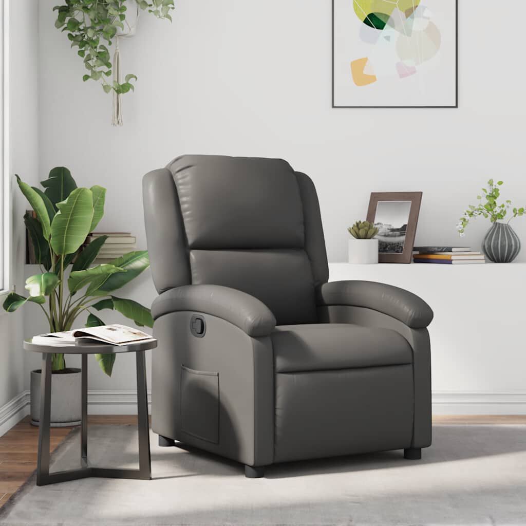 vidaXL Recliner Chair Grey Faux Leather