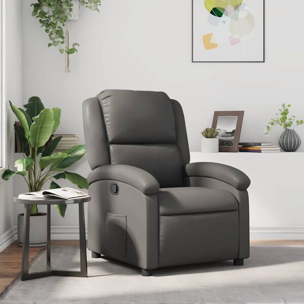 vidaXL Recliner Chair Grey Faux Leather