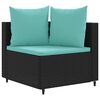 vidaXL 4 Piece Garden Sofa Set with Cushions Black Poly Rattan