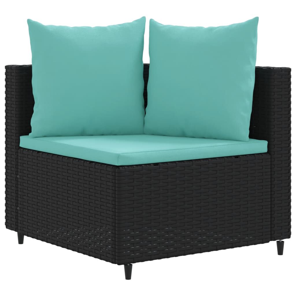 vidaXL 4 Piece Garden Sofa Set with Cushions Black Poly Rattan