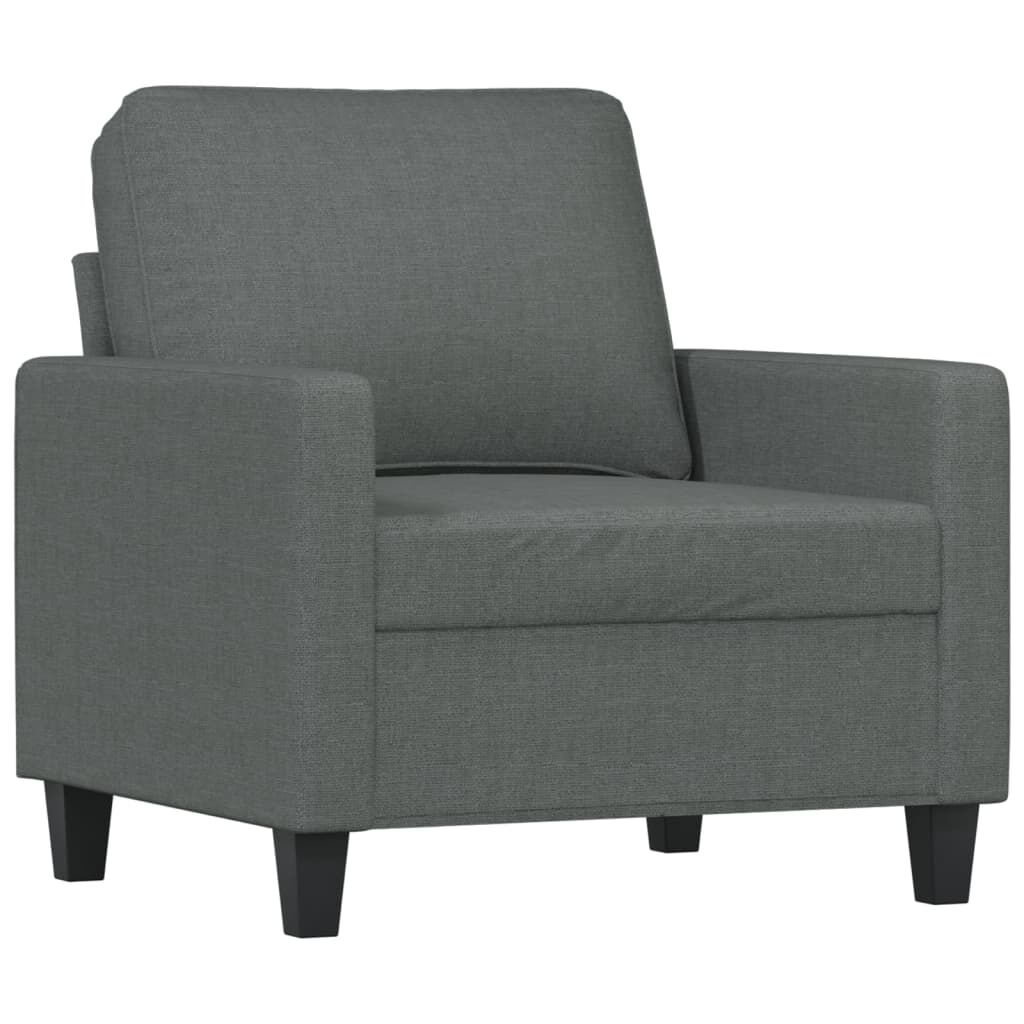 vidaXL 3 Piece Sofa Set with Cushions Dark Grey Fabric