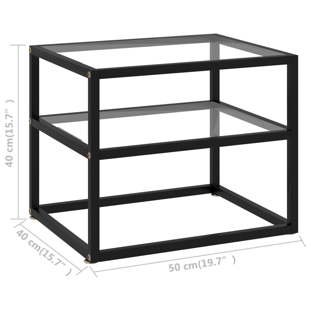 vidaXL Console Table Transparent 50x40x40 cm Tempered Glass