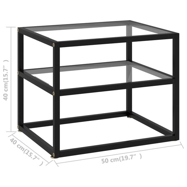 vidaXL Console Table Transparent 50x40x40 cm Tempered Glass