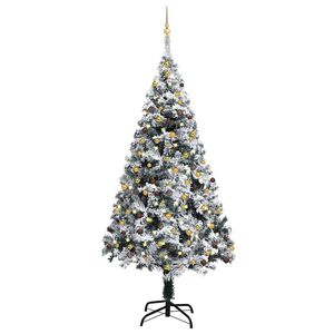 vidaXL Artificial Pre-lit Christmas Tree with Ball Set Green 210 cm PVC