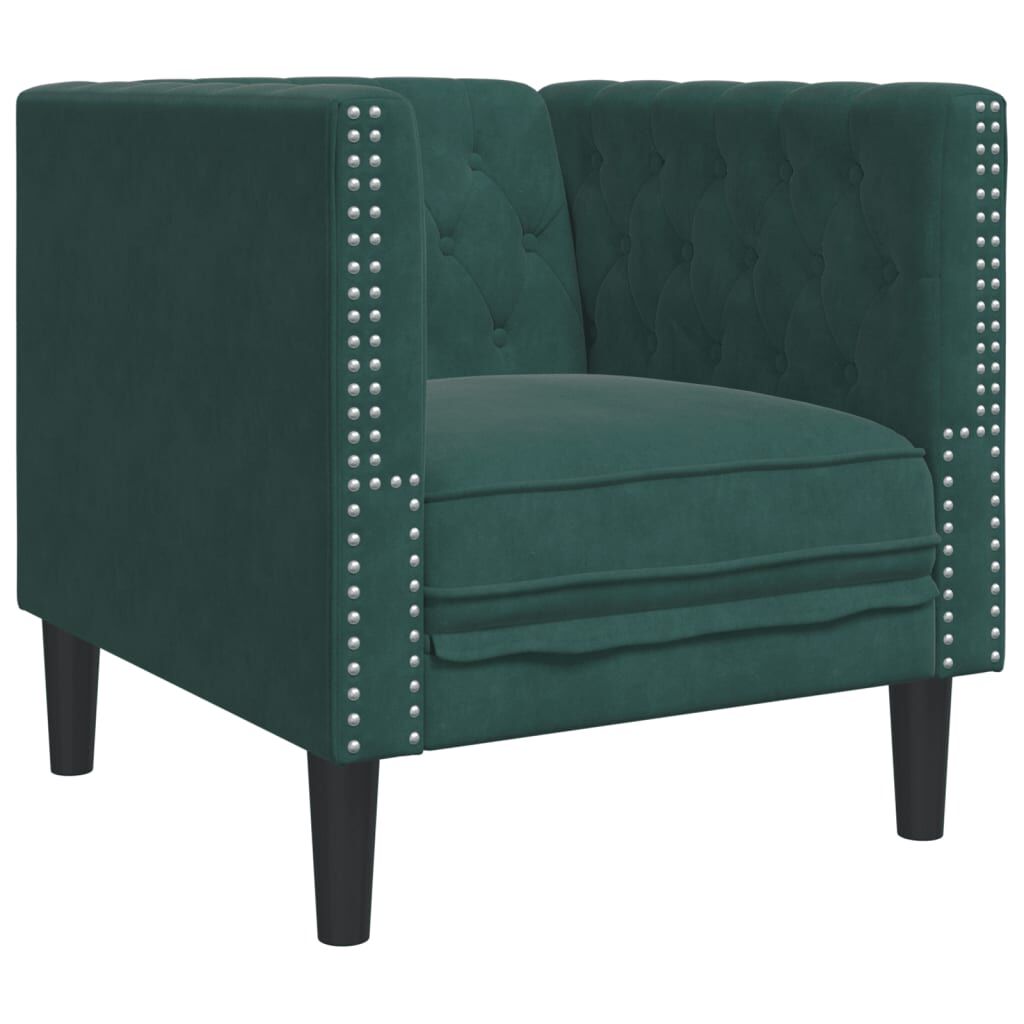 vidaXL 3 Piece Chesterfield Sofa Set with Bolsters Dark Green Velvet