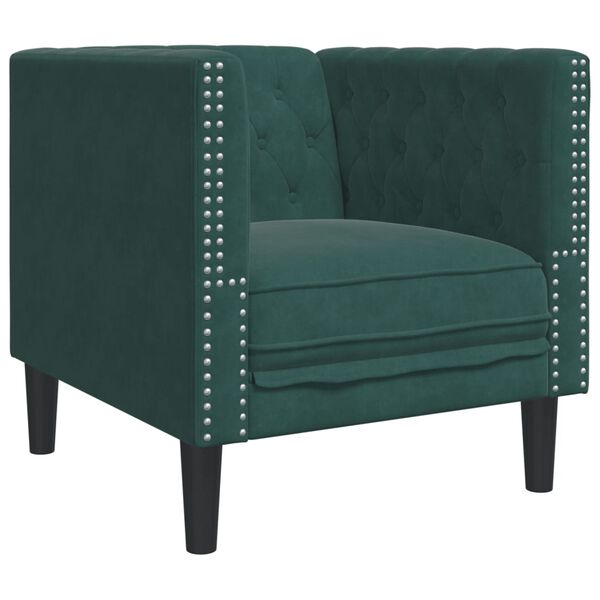 vidaXL 3 Piece Chesterfield Sofa Set with Bolsters Dark Green Velvet