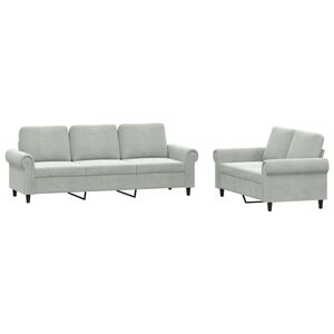 vidaXL 2 Piece Sofa Set with Cushions Light Grey Velvet