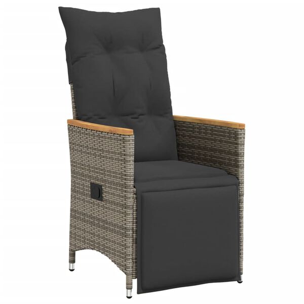 vidaXL 3 Piece Bistro Set with Cushions Grey Poly Rattan
