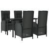 vidaXL 5 Piece Garden Dining Set with Cushions Black Poly Rattan