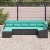 vidaXL Garden Sofa Set with Cushion 8 pcs Black and Turquoise