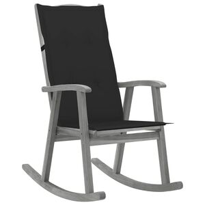 vidaXL Rocking Chair with Cushions Grey Solid Acacia Wood