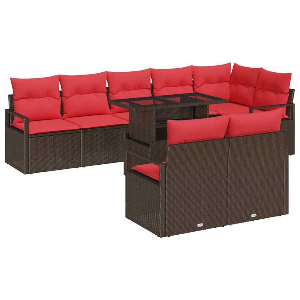 vidaXL Garden Sofa Set 9 pcs Brown and red 100 x 55 x 73 cm