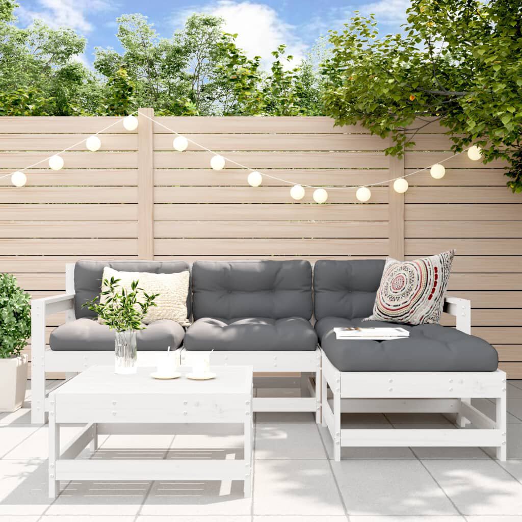 vidaXL 5 Piece Garden Lounge Set White Solid Wood Pine