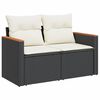 vidaXL 3 Piece Garden Sofa Set with Cushions Black Poly Rattan