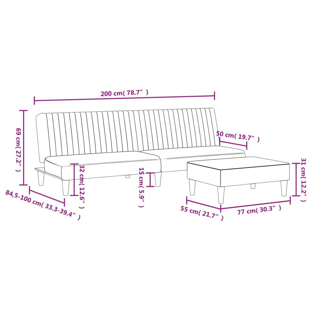 vidaXL 2 Piece Sofa Set Dark Grey Velvet