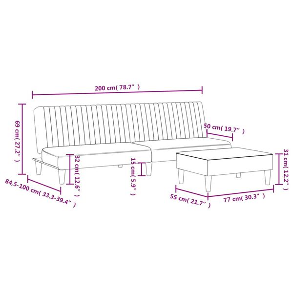 vidaXL 2 Piece Sofa Set Dark Grey Velvet