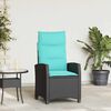 vidaXL Reclining Garden Chair with Side Table Black Poly Rattan