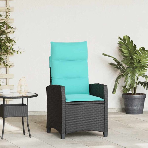 vidaXL Reclining Garden Chair with Side Table Black Poly Rattan