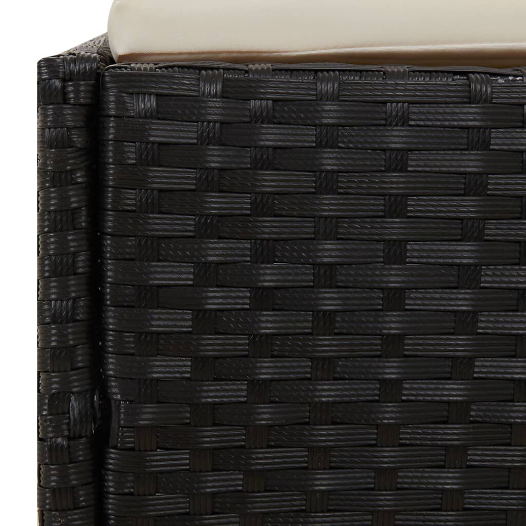 vidaXL Sunbed with Foldable Roof Black 200x114x128 cm Poly Rattan