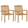 vidaXL Garden Chairs 2 pcs with Blue Cushions Solid Teak Wood