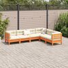 vidaXL 6 Piece Garden Sofa Set with Cushions Wax Brown Solid Wood Pine