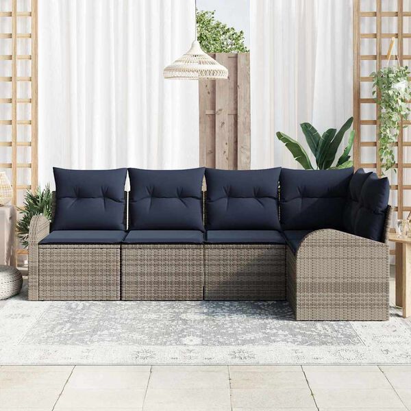 vidaXL Garden Sofa Set Grey Poly Rattan