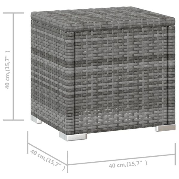 vidaXL Sun Lounger with Cushion and Tea Table Poly Rattan Grey