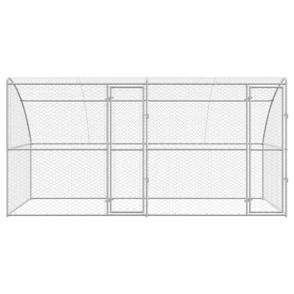 vidaXL Dog Kennel with Storage 2 pcs Silver 4 x 2 x 2 m Steel