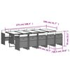 vidaXL 11 Piece Garden Dining Set with Cushions Grey Poly Rattan