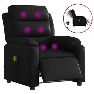 vidaXL Electric Massage Recliner Chair Black Faux Leather