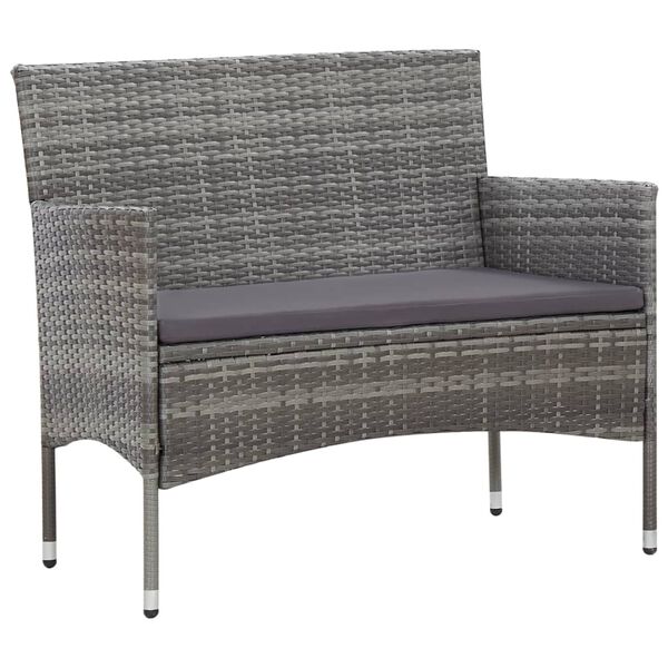 vidaXL 5 Piece Garden Lounge Set With Cushions Poly Rattan Grey