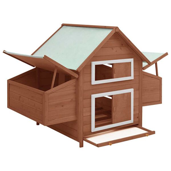 vidaXL Chicken Coop Mocha and White 150x96x110 cm Solid Firwood