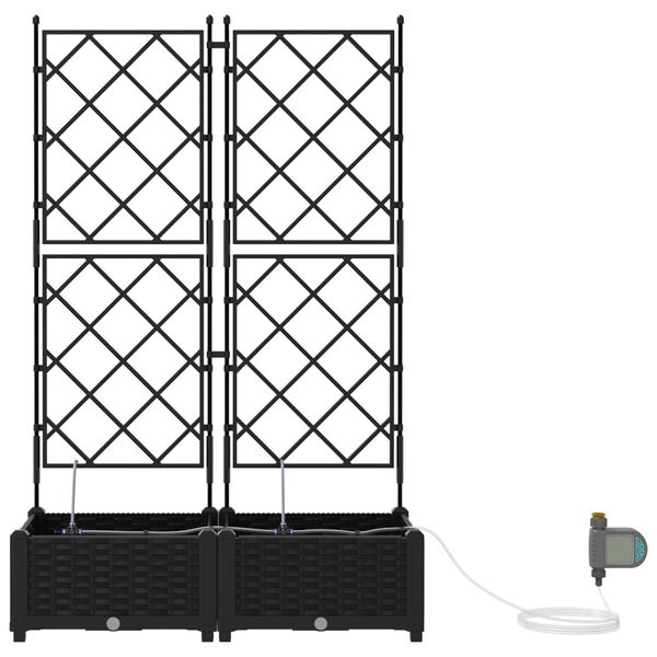 vidaXL Garden Planters Black 80 x 40 x 126 cm Steel