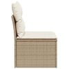 vidaXL Garden Sofa Armless with Cushions Beige Poly Rattan