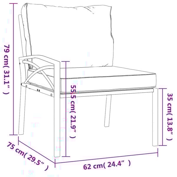 vidaXL 7 Piece Garden Lounge Set with Grey Cushions Steel