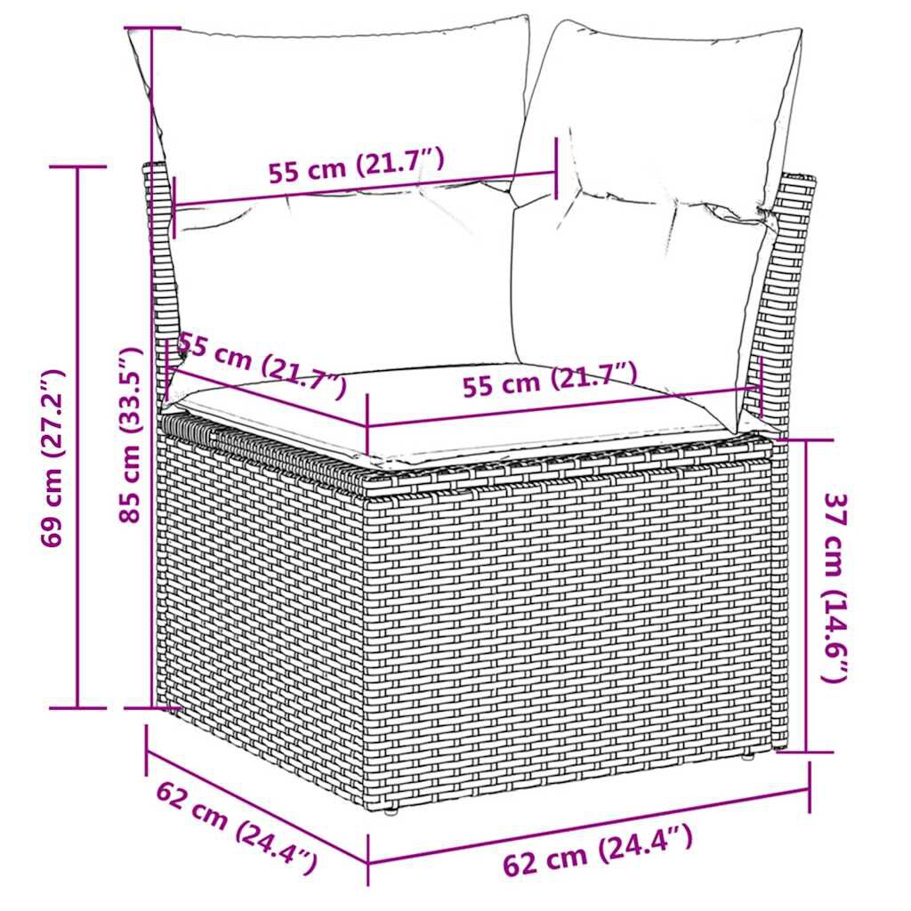 vidaXL 13 Piece Garden Sofa Set with Cushions Beige Poly Rattan