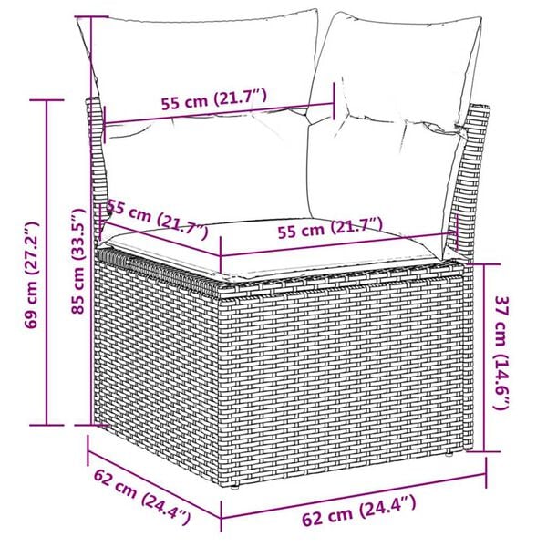 vidaXL 13 Piece Garden Sofa Set with Cushions Beige Poly Rattan