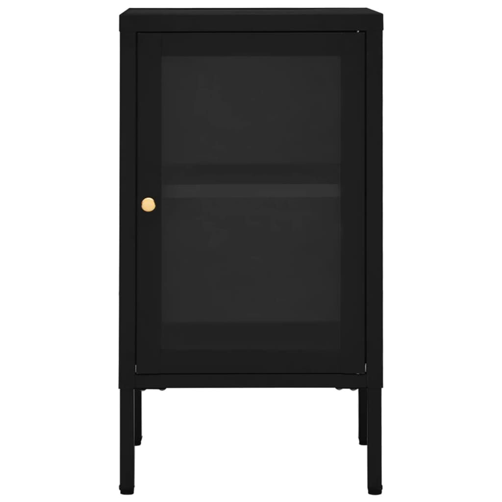 vidaXL Sideboard Black 38x35x70 cm Steel and Glass
