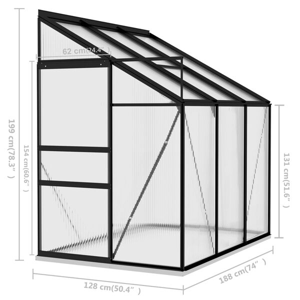vidaXL Greenhouse Anthracite Aluminium 3.97 m³