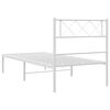 vidaXL Metal Bed Frame without Mattress with Headboard White 100x190cm