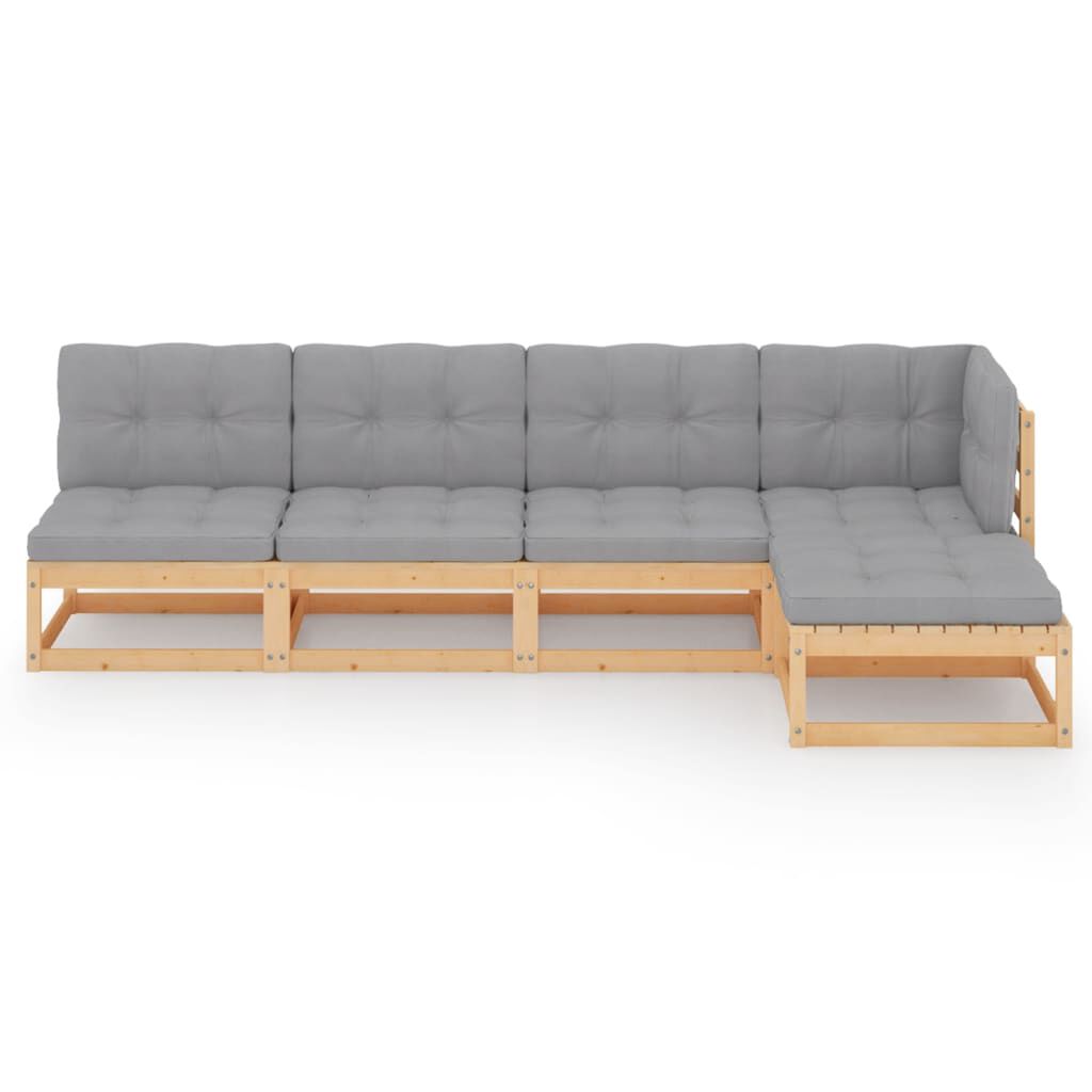 vidaXL 5 Piece Garden Lounge Set with Cushions Solid Pinewood