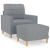 vidaXL Sofa Chair with Footstool Light Grey 60 cm Fabric
