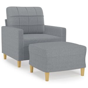 vidaXL Sofa Chair with Footstool Light Grey 60 cm Fabric