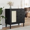 vidaXL Sideboard SENJA Rattan Look Black 80x40x80 cm Solid Wood Pine
